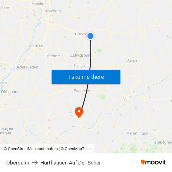 Obersulm to Harthausen Auf Der Scher map