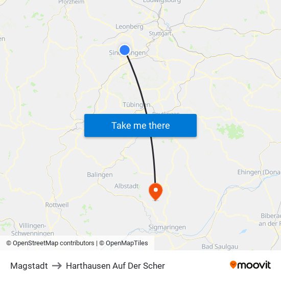 Magstadt to Harthausen Auf Der Scher map