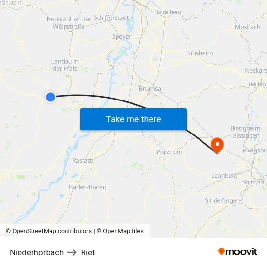 Niederhorbach to Riet map