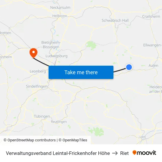 Verwaltungsverband Leintal-Frickenhofer Höhe to Riet map