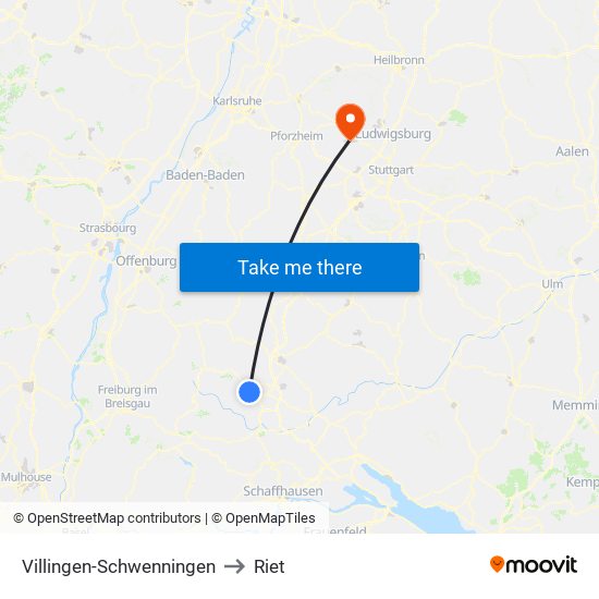 Villingen-Schwenningen to Riet map