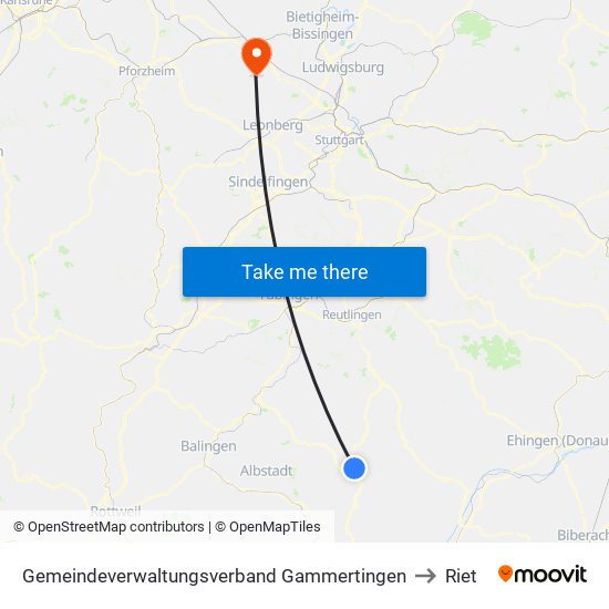 Gemeindeverwaltungsverband Gammertingen to Riet map