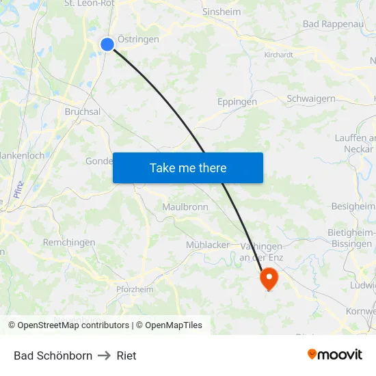 Bad Schönborn to Riet map