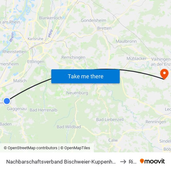 Nachbarschaftsverband Bischweier-Kuppenheim to Riet map