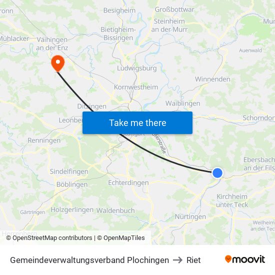 Gemeindeverwaltungsverband Plochingen to Riet map