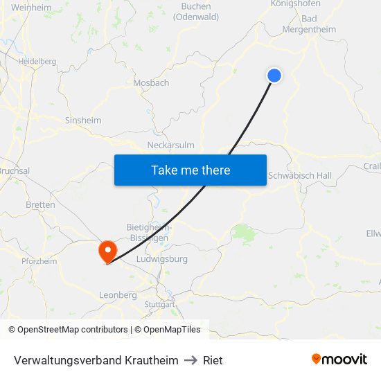 Verwaltungsverband Krautheim to Riet map