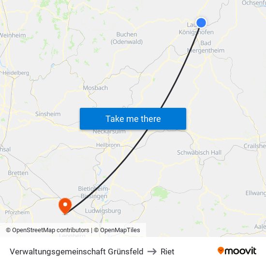 Verwaltungsgemeinschaft Grünsfeld to Riet map