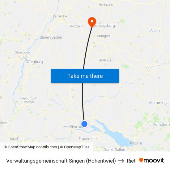 Verwaltungsgemeinschaft Singen (Hohentwiel) to Riet map