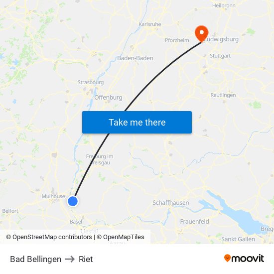 Bad Bellingen to Riet map