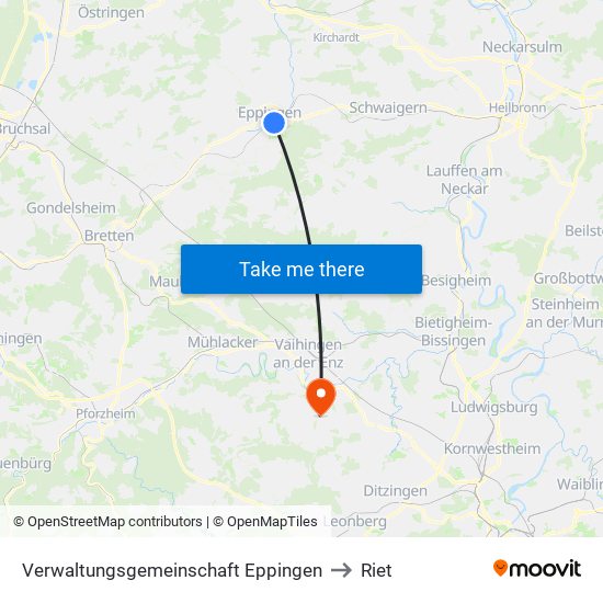 Verwaltungsgemeinschaft Eppingen to Riet map