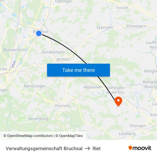 Verwaltungsgemeinschaft Bruchsal to Riet map