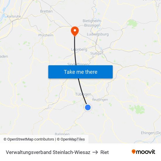 Verwaltungsverband Steinlach-Wiesaz to Riet map