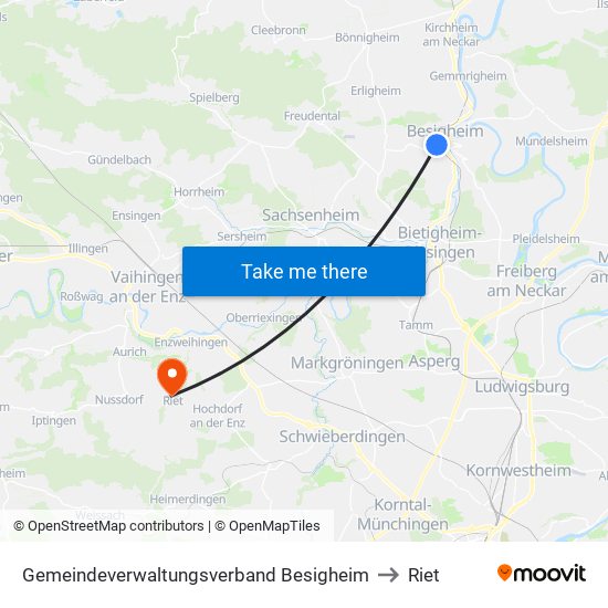 Gemeindeverwaltungsverband Besigheim to Riet map