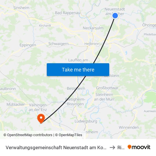 Verwaltungsgemeinschaft Neuenstadt am Kocher to Riet map