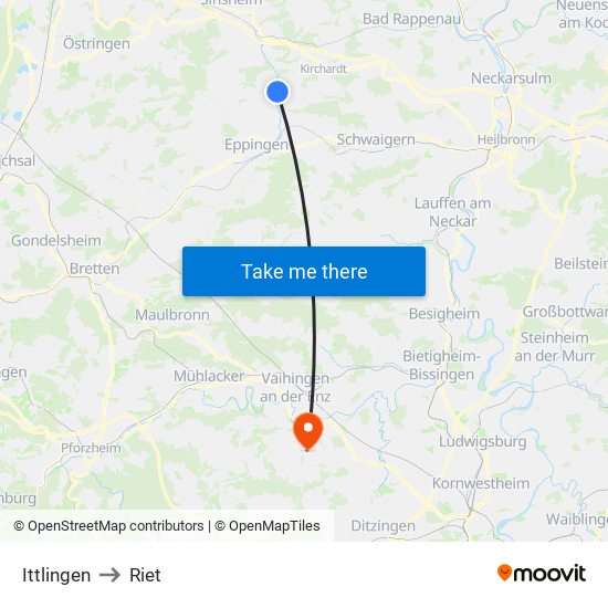 Ittlingen to Riet map