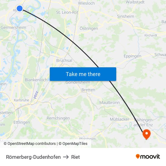 Römerberg-Dudenhofen to Riet map