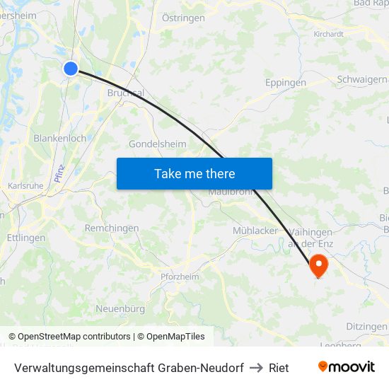 Verwaltungsgemeinschaft Graben-Neudorf to Riet map