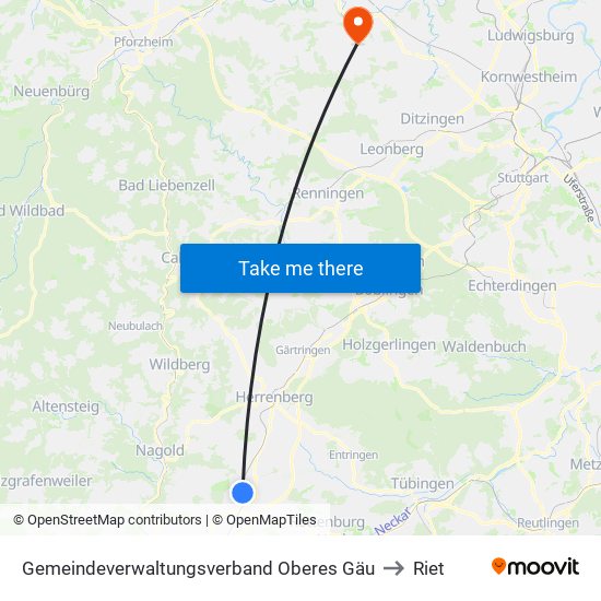 Gemeindeverwaltungsverband Oberes Gäu to Riet map