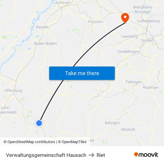 Verwaltungsgemeinschaft Hausach to Riet map