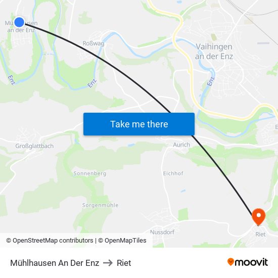 Mühlhausen An Der Enz to Riet map