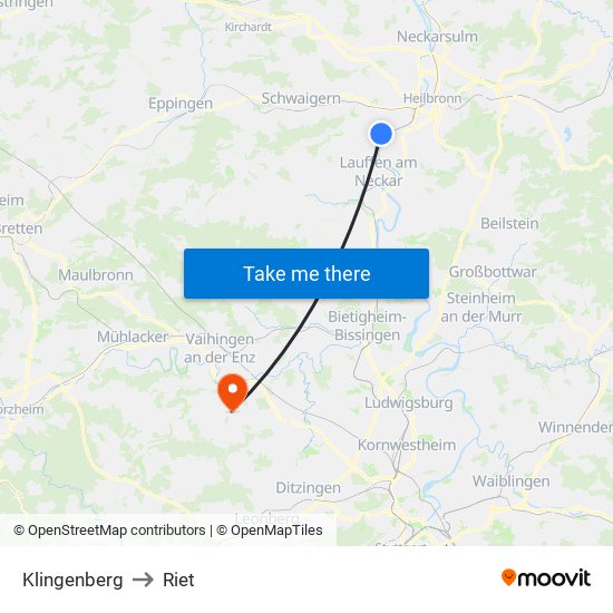 Klingenberg to Riet map