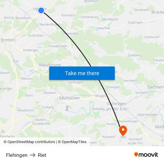 Flehingen to Riet map