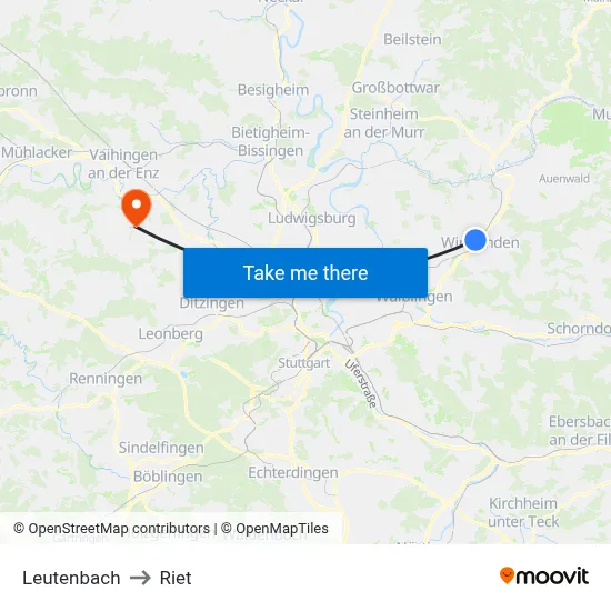 Leutenbach to Riet map