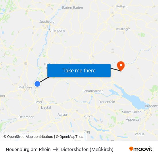 Neuenburg am Rhein to Dietershofen (Meßkirch) map