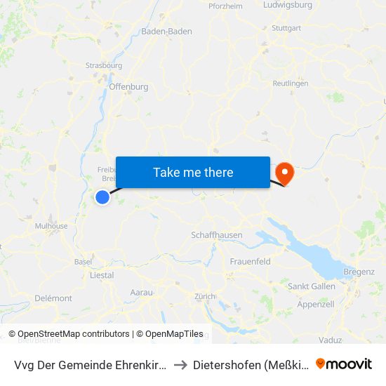 Vvg Der Gemeinde Ehrenkirchen to Dietershofen (Meßkirch) map