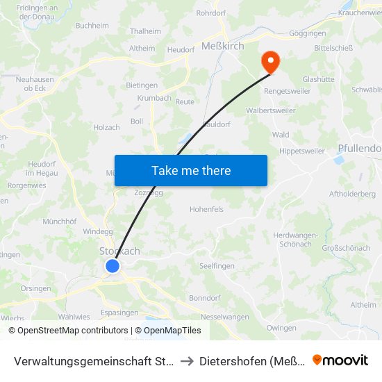 Verwaltungsgemeinschaft Stockach to Dietershofen (Meßkirch) map