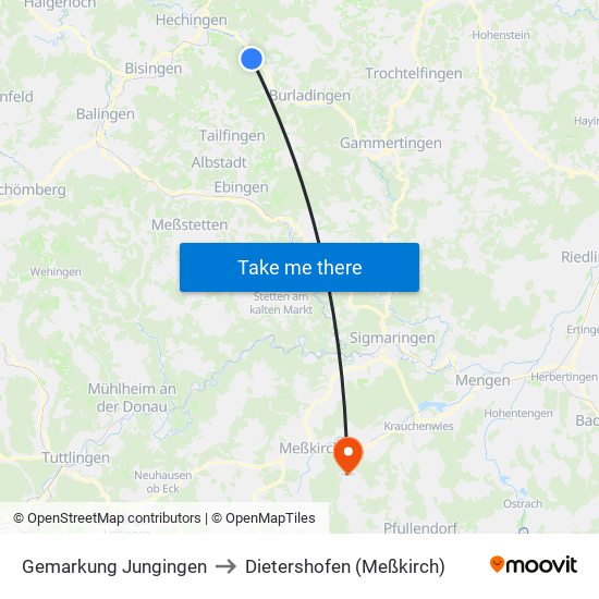 Gemarkung Jungingen to Dietershofen (Meßkirch) map