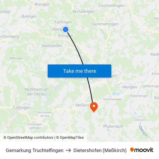 Gemarkung Truchtelfingen to Dietershofen (Meßkirch) map