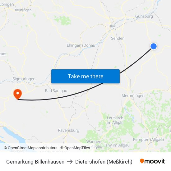 Gemarkung Billenhausen to Dietershofen (Meßkirch) map