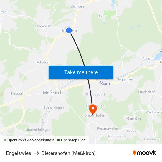 Engelswies to Dietershofen (Meßkirch) map