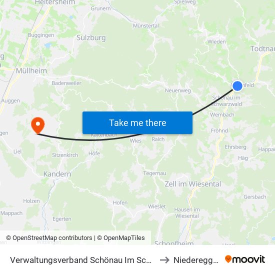 Verwaltungsverband Schönau Im Schwarzwald to Niedereggenen map