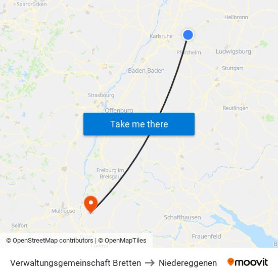 Verwaltungsgemeinschaft Bretten to Niedereggenen map