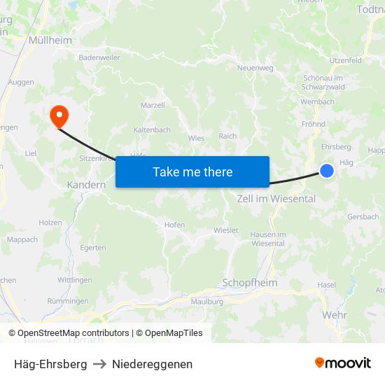 Häg-Ehrsberg to Niedereggenen map