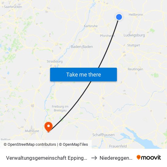 Verwaltungsgemeinschaft Eppingen to Niedereggenen map