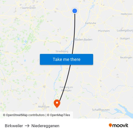 Birkweiler to Niedereggenen map