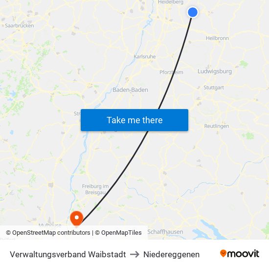 Verwaltungsverband Waibstadt to Niedereggenen map