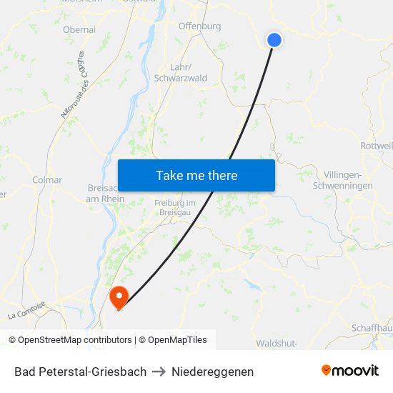 Bad Peterstal-Griesbach to Niedereggenen map