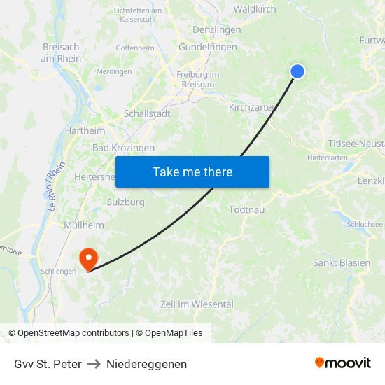 Gvv St. Peter to Niedereggenen map