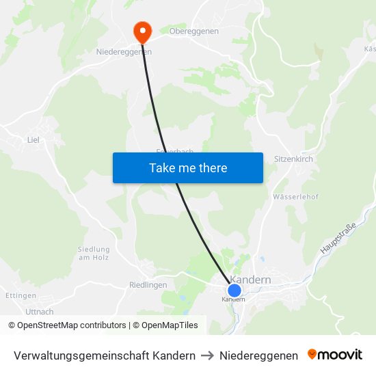 Verwaltungsgemeinschaft Kandern to Niedereggenen map