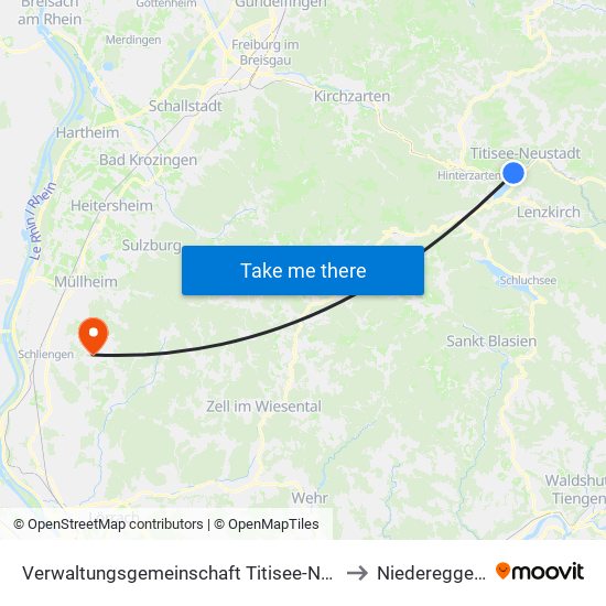Verwaltungsgemeinschaft Titisee-Neustadt to Niedereggenen map