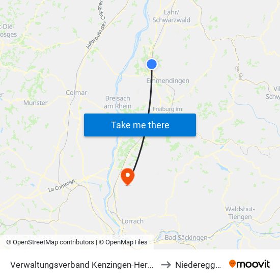 Verwaltungsverband Kenzingen-Herbolzheim to Niedereggenen map