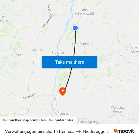 Verwaltungsgemeinschaft Ettenheim to Niedereggenen map