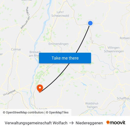 Verwaltungsgemeinschaft Wolfach to Niedereggenen map