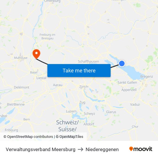 Verwaltungsverband Meersburg to Niedereggenen map