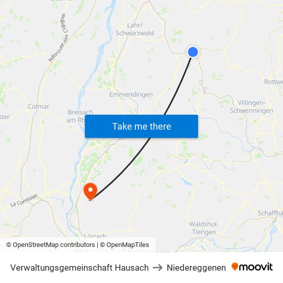 Verwaltungsgemeinschaft Hausach to Niedereggenen map