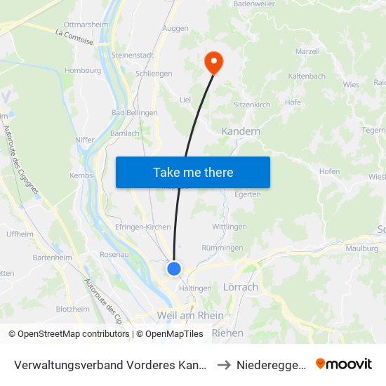 Verwaltungsverband Vorderes Kandertal to Niedereggenen map
